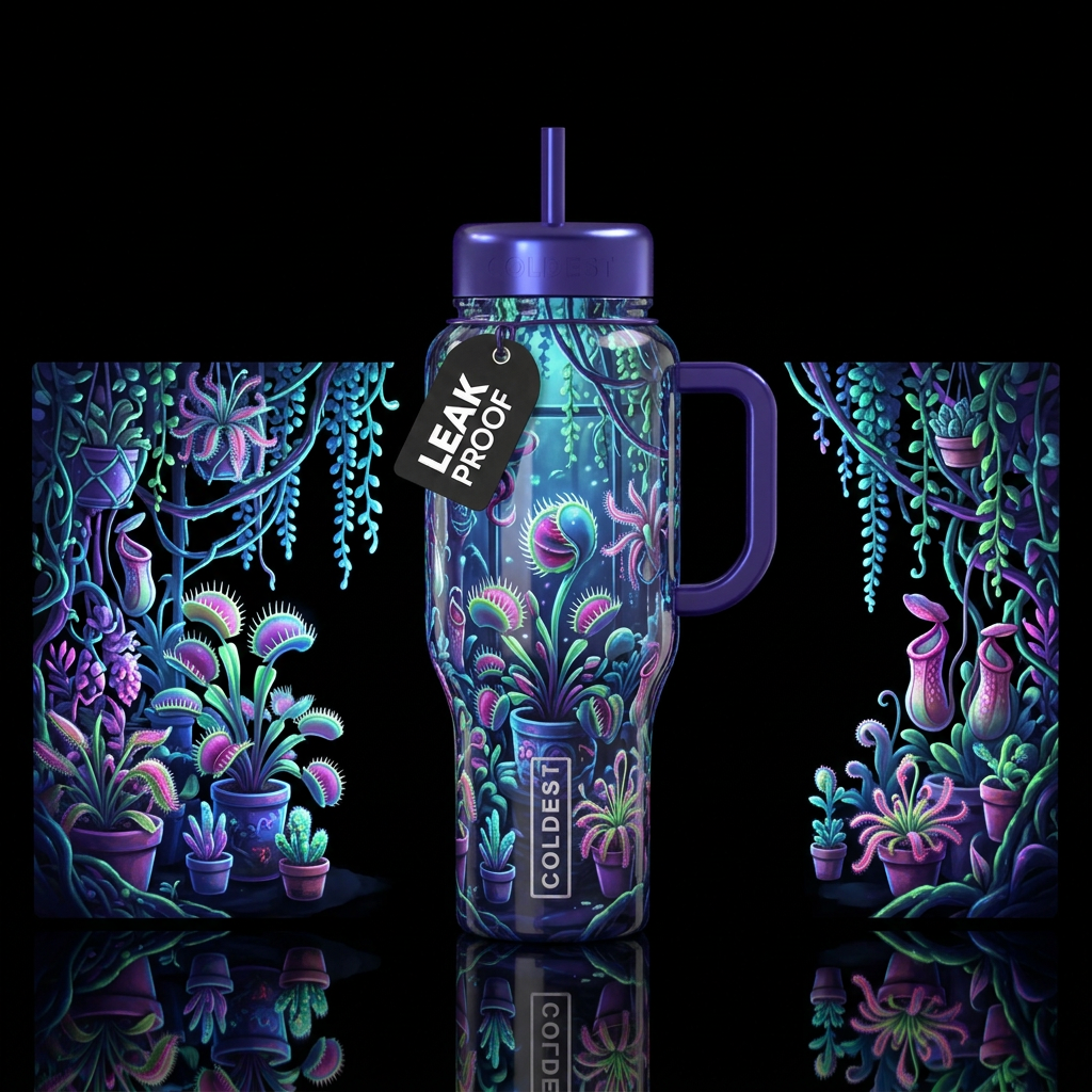 Magical carnivorous plant collector  potted and ha... water bottle design