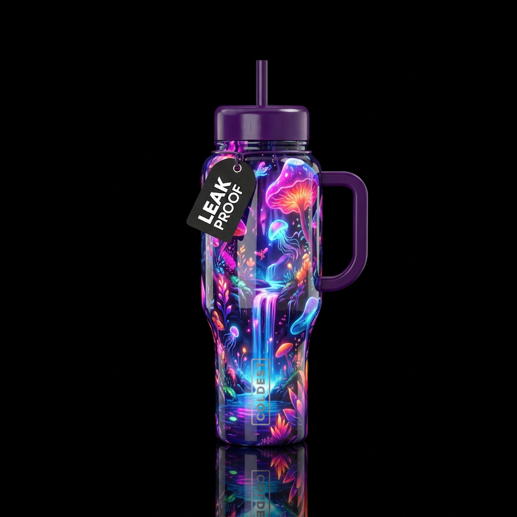 Provoking, glossy,glowie, trompe-l'œil, beautifero... water bottle design
