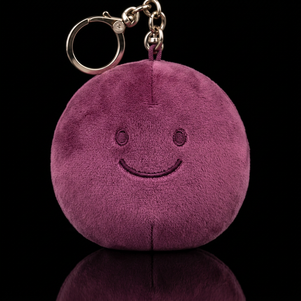 Plum with a smiley face, no shirt no hat, no arms ... water bottle design