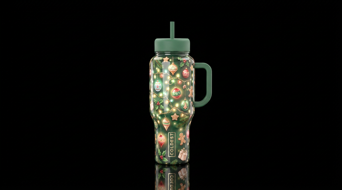 Christmas crafter,glossy, glowie, trompe-l'œil, be... water bottle design