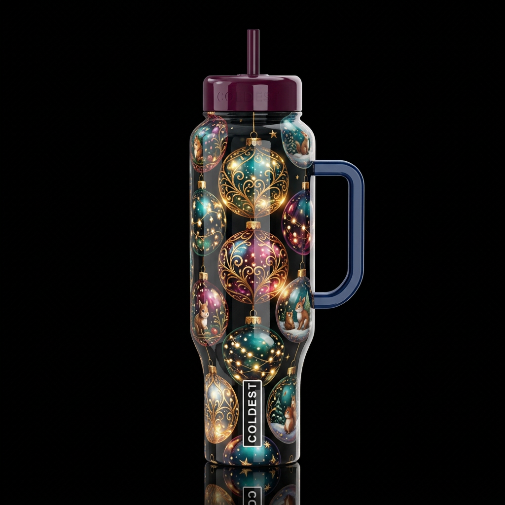 Christmas orb fantasy, glossy, glowie, trompe-l'œi... water bottle design