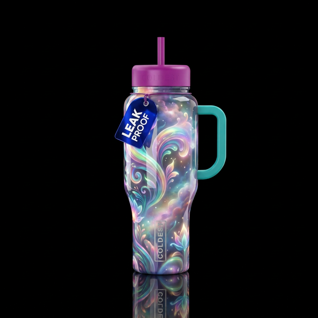 soft, maximalist, glossy,glowie, trompe-l'œil, bea... water bottle design