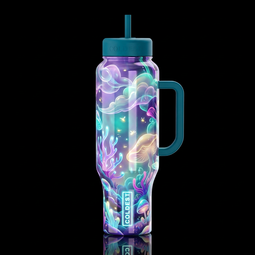 Breezy,whimsical, glossy, glowie, trompe-l'œil, be... water bottle design