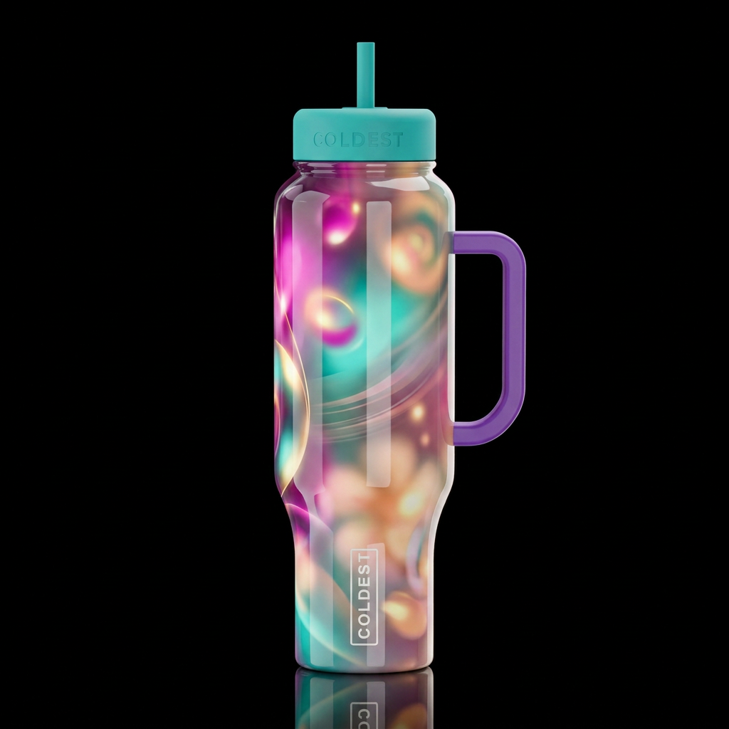 Breezy,whimsical, glossy, glowie, trompe-l'œil, be... water bottle design