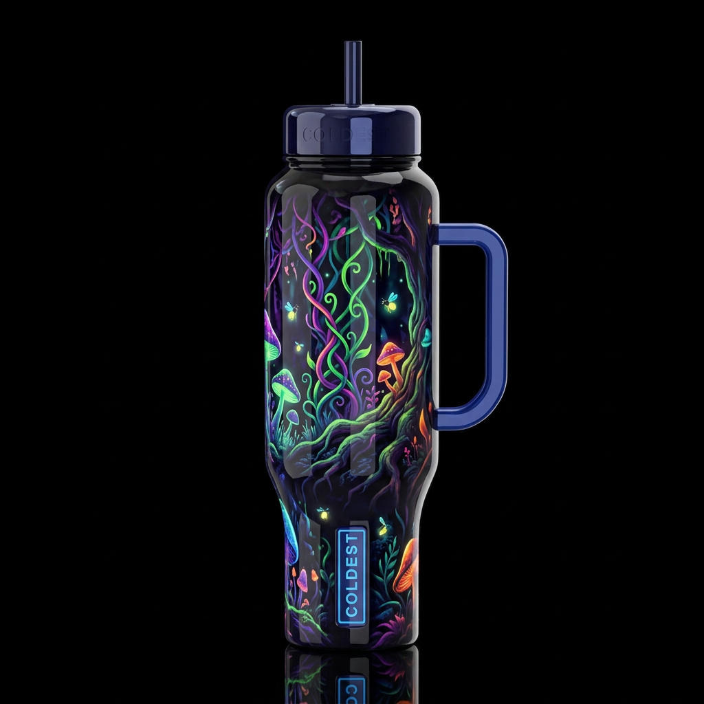 Darkness, dark mood,glossy, glowie, trompe-l'œil, ... water bottle design