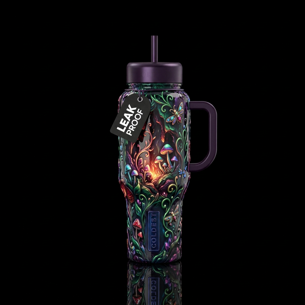 Darkness whimsy,glossy, glowie, trompe-l'œil, beau... water bottle design