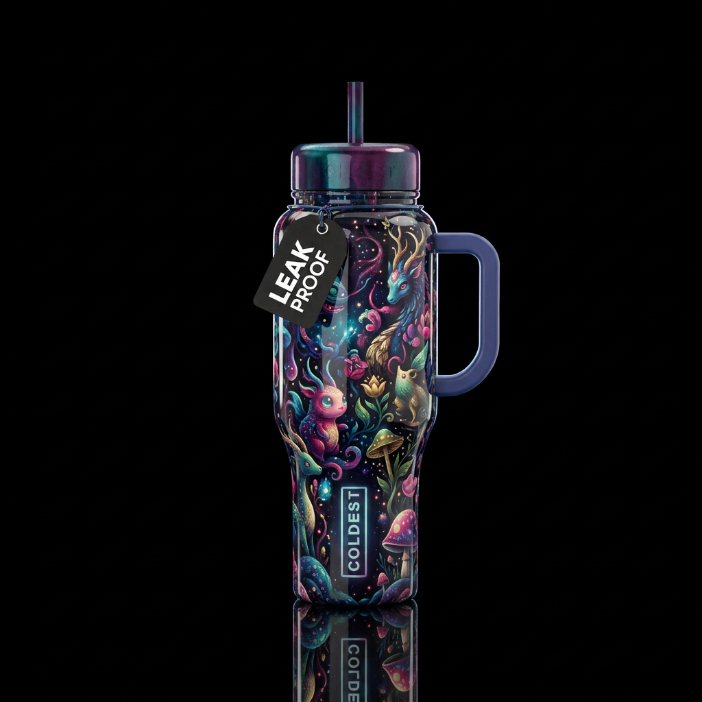 Darkness whimsy,glossy, glowie, trompe-l'œil, beau... water bottle design