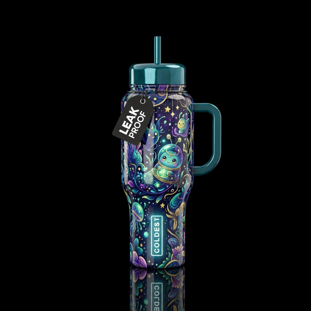 Darkness whimsy,glossy, glowie, trompe-l'œil, beau... water bottle design