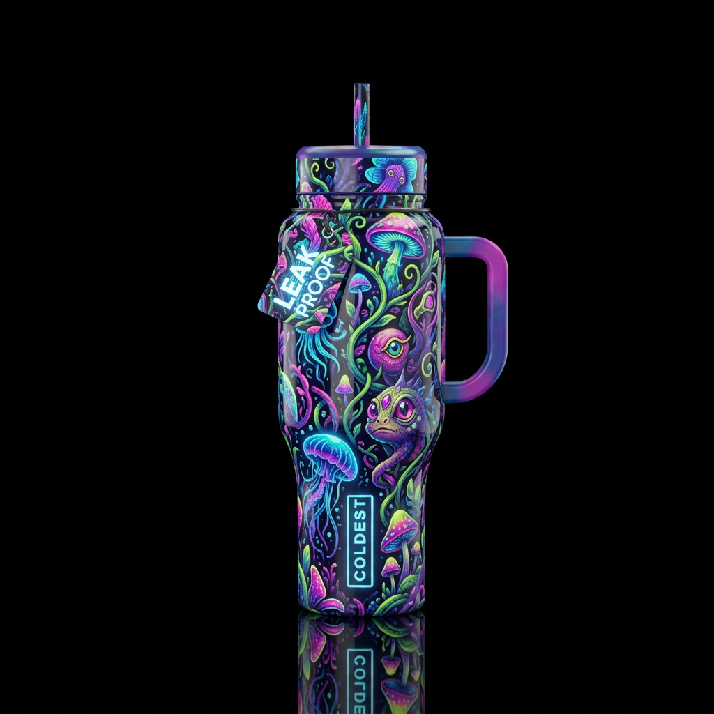 Darkness whimsy,glossy, glowie, trompe-l'œil, beau... water bottle design
