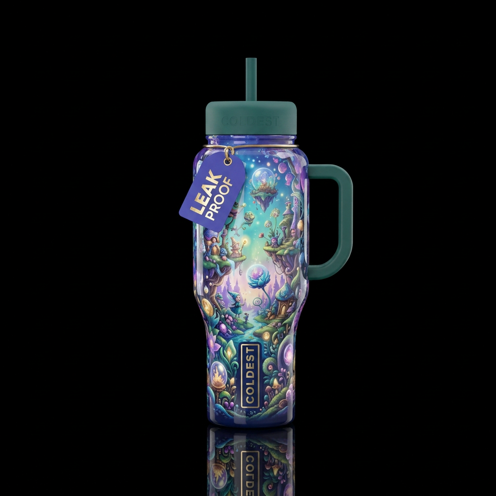 Gradient whimsical Christopher, glossy, glowie, tr... water bottle design