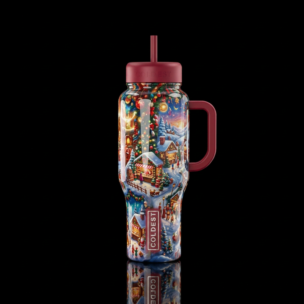 The Christmas realm, glossy, trompe-l'œil, beautif... water bottle design