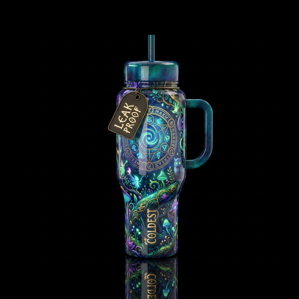 Realm of magic, glossy, glowie, trompe-l'œil,beaut... water bottle design