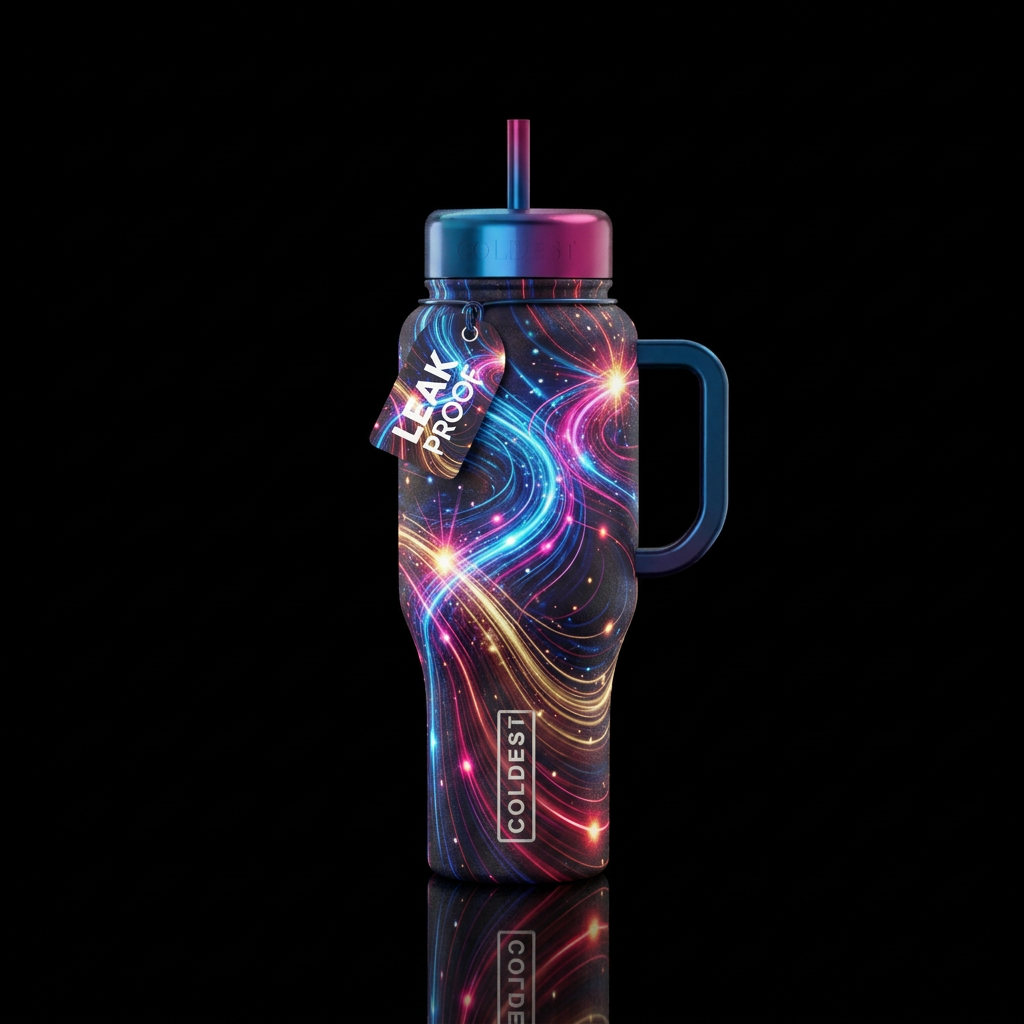 Tracers with points of explosion, glossy, glowie, ... water bottle design