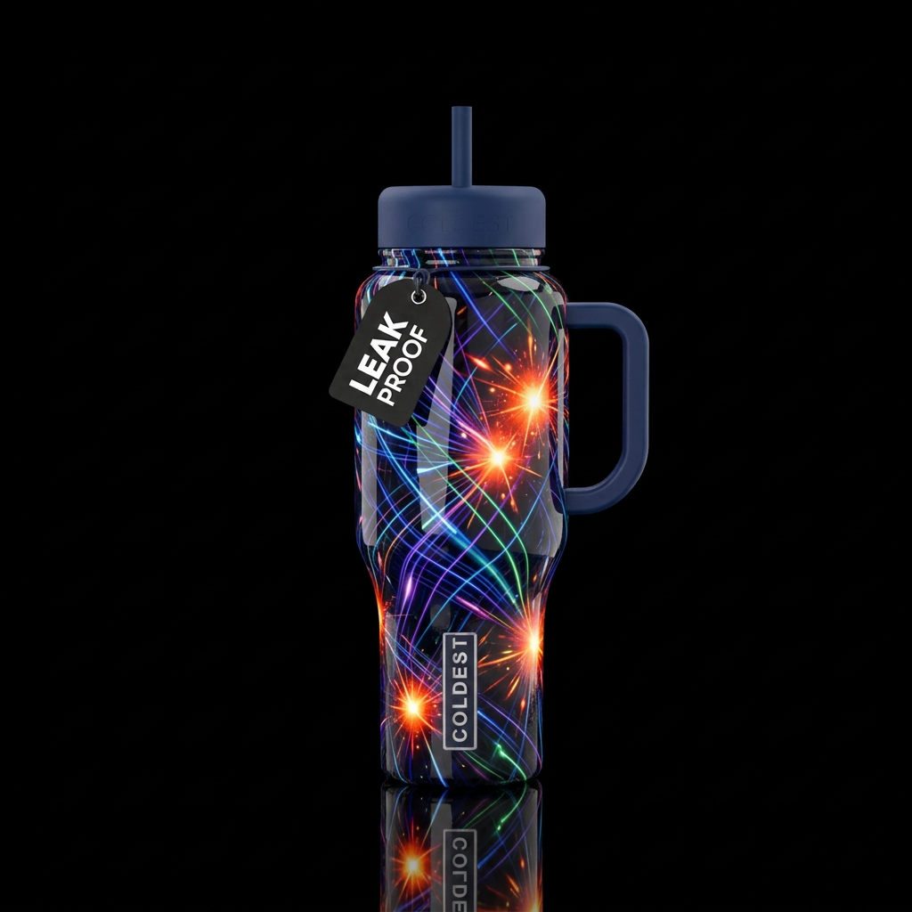 Tracers with points of explosion, glossy, glowie, ... water bottle design