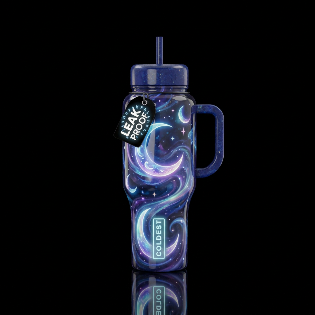 Magic lunar elixir, glossy, glowie, trompe-l'œil, ... water bottle design