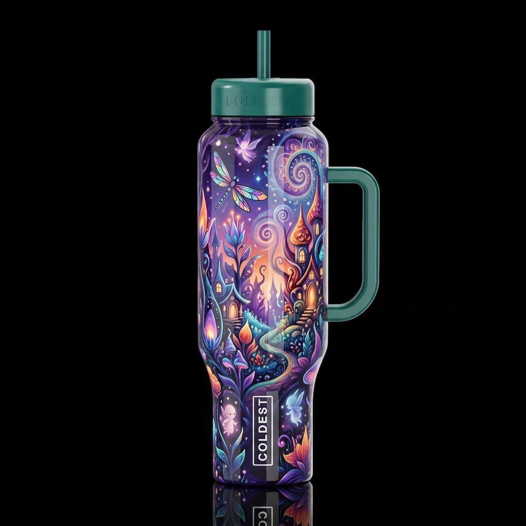 Whimsical fun,glossy, glowie, trompe-l'œil, beauti... water bottle design