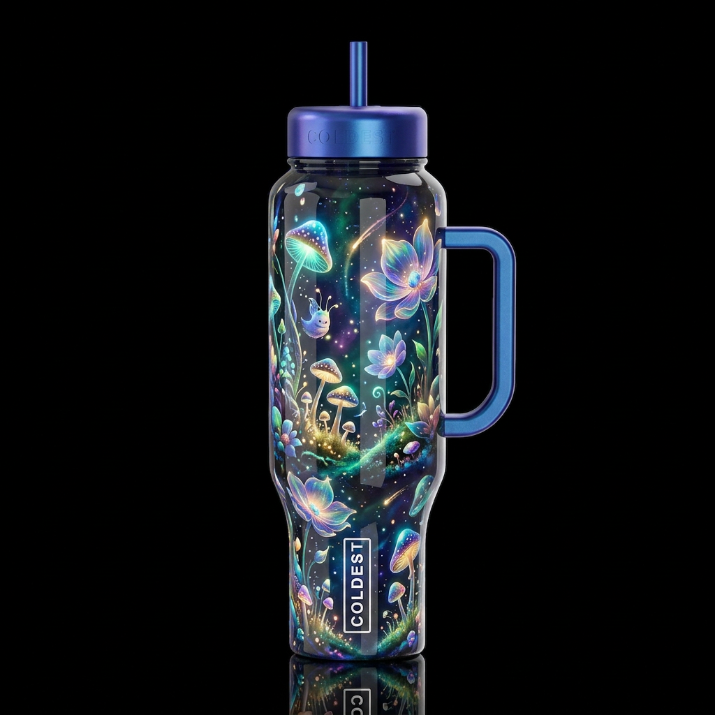 Whimsical fun,glossy, glowie, trompe-l'œil, beauti... water bottle design