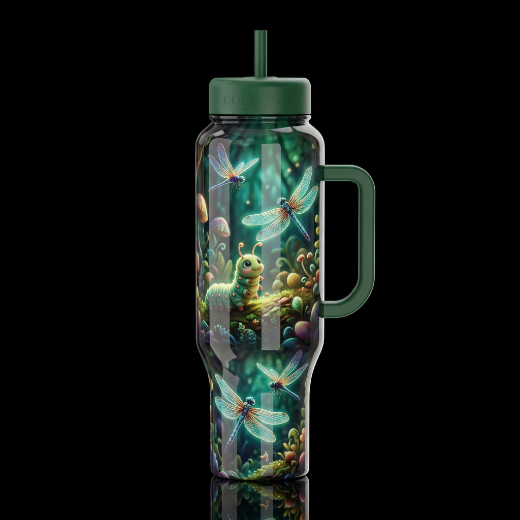 Whimsical fun,glossy, glowie, trompe-l'œil, beauti... water bottle design