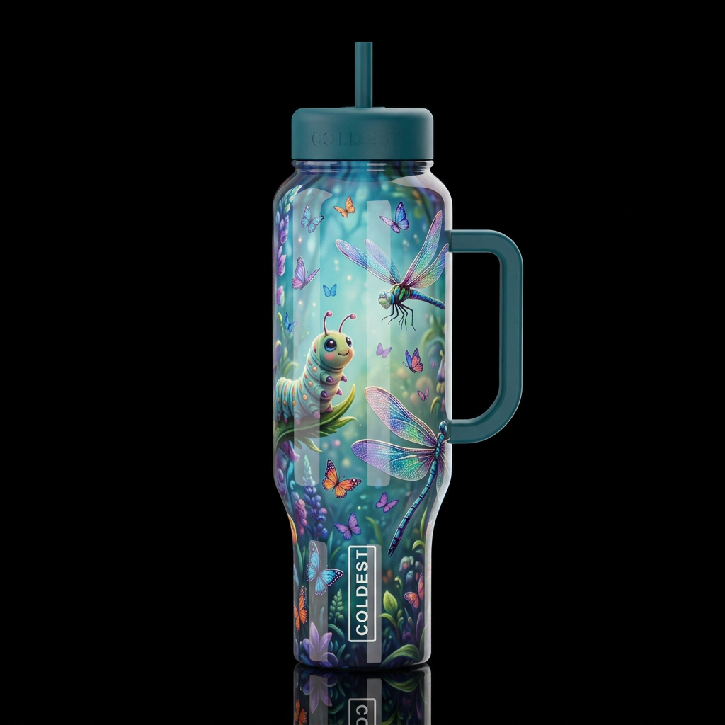 Whimsical fun,glossy, glowie, trompe-l'œil, beauti... water bottle design