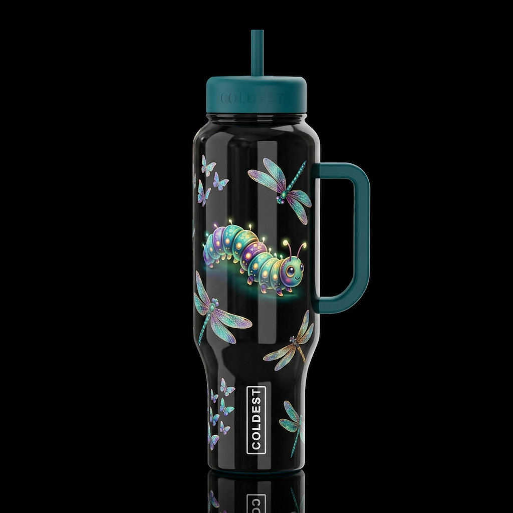 Whimsical fun,glossy, glowie, trompe-l'œil, beauti... water bottle design