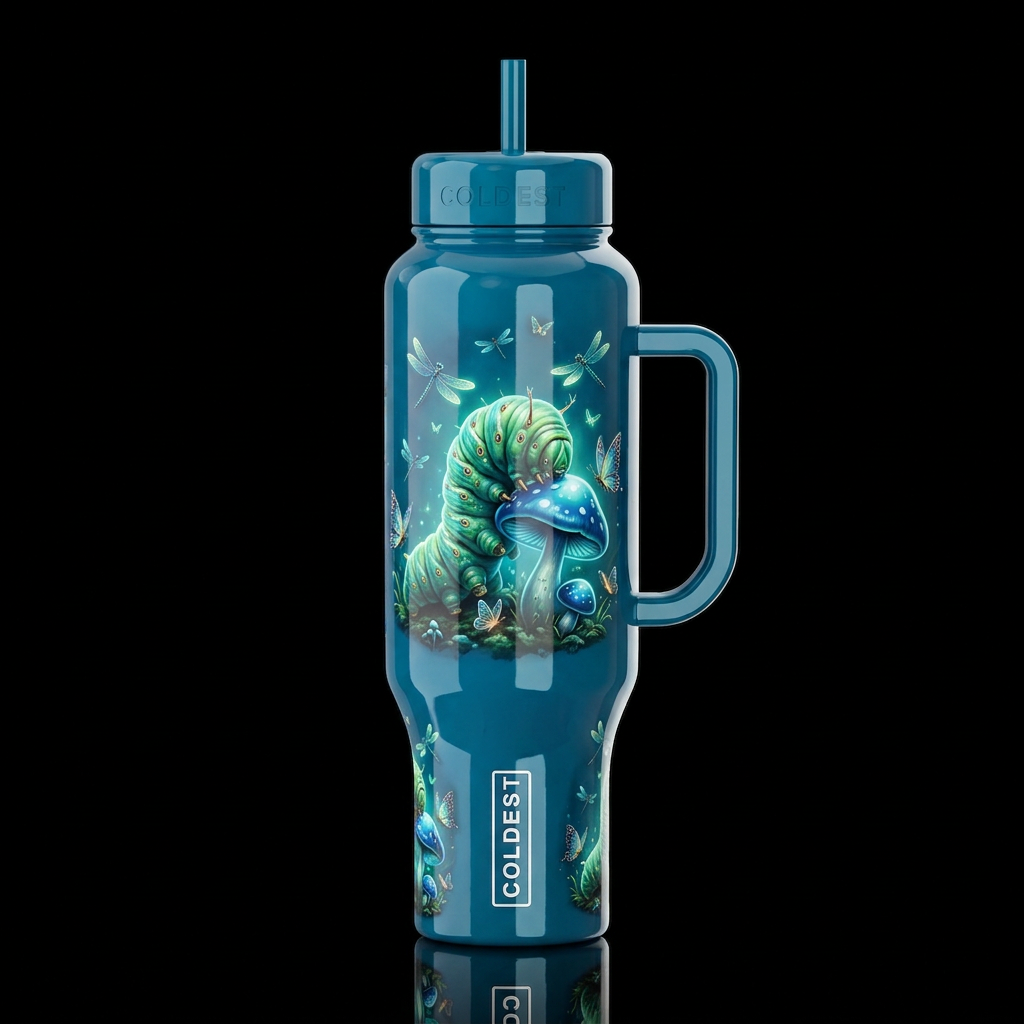 Whimsical fun,glossy, glowie, trompe-l'œil, beauti... water bottle design