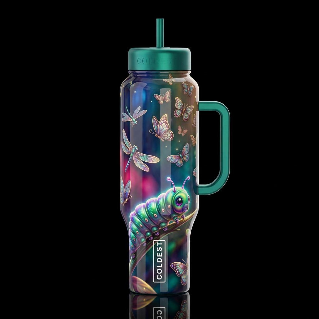 Whimsical fun,glossy, glowie, trompe-l'œil, beauti... water bottle design
