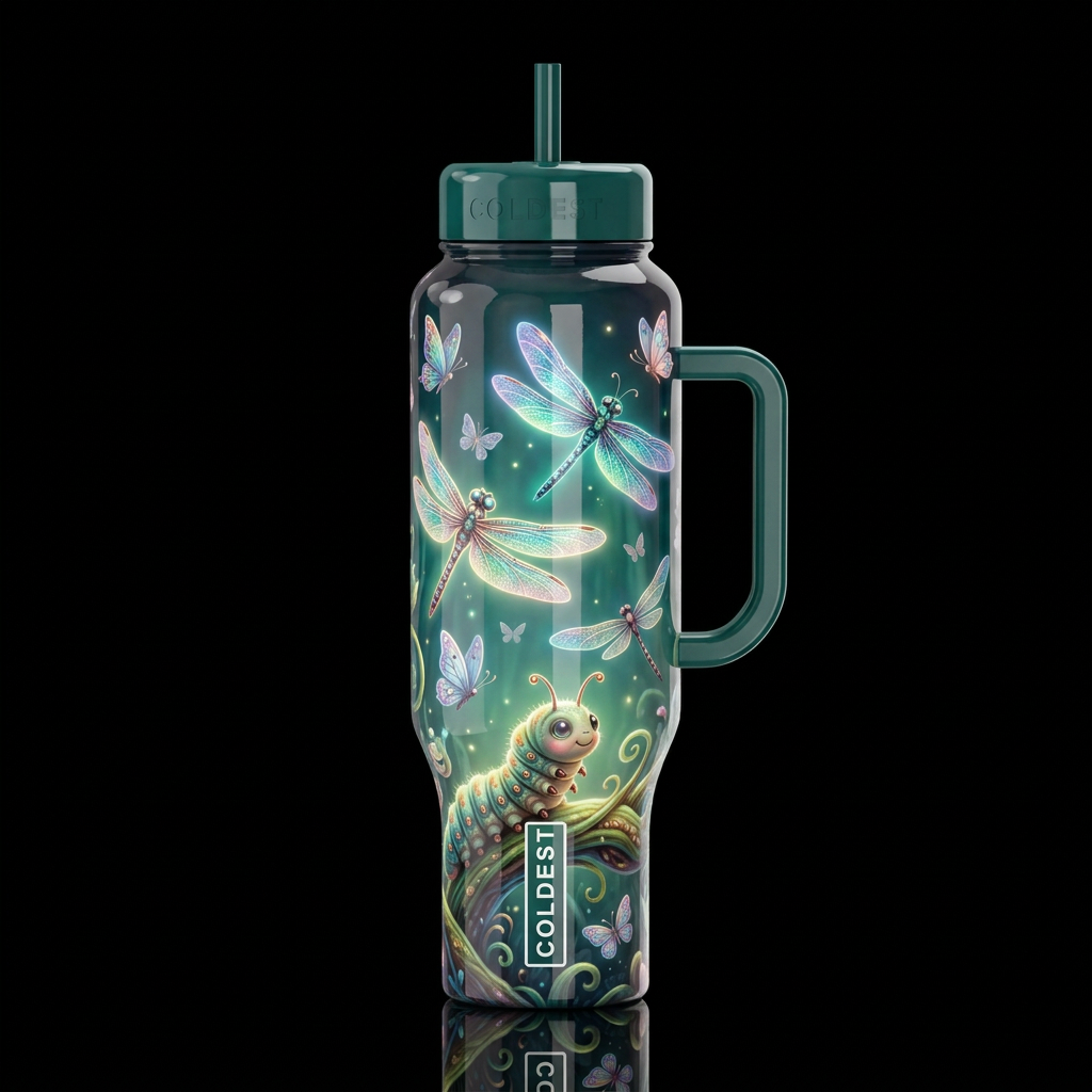 Whimsical fun,glossy, glowie, trompe-l'œil, beauti... water bottle design