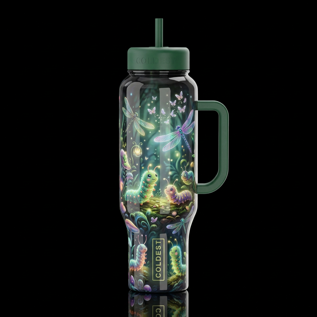 Whimsical fun,glossy, glowie, trompe-l'œil, beauti... water bottle design