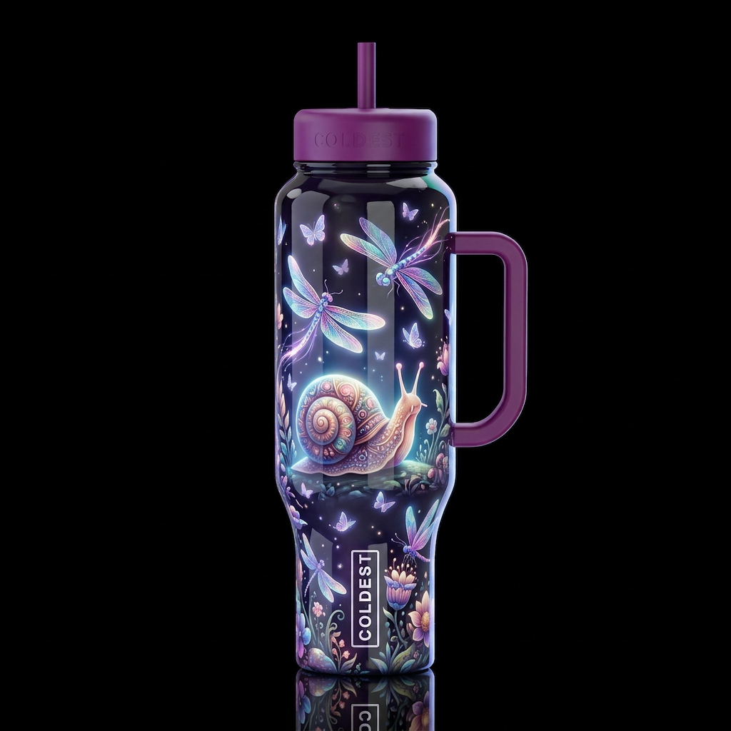 Whimsical fun,glossy, glowie, trompe-l'œil, beauti... water bottle design