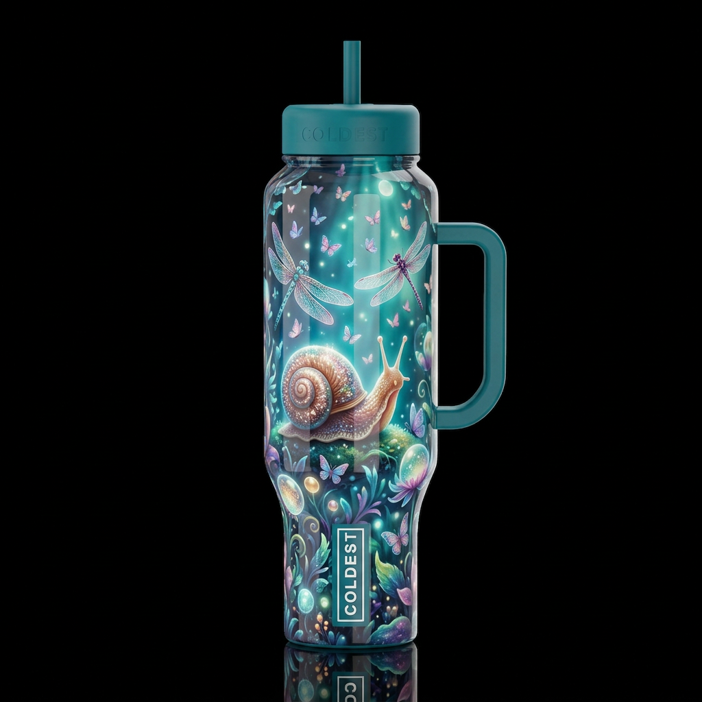 Whimsical fun,glossy, glowie, trompe-l'œil, beauti... water bottle design
