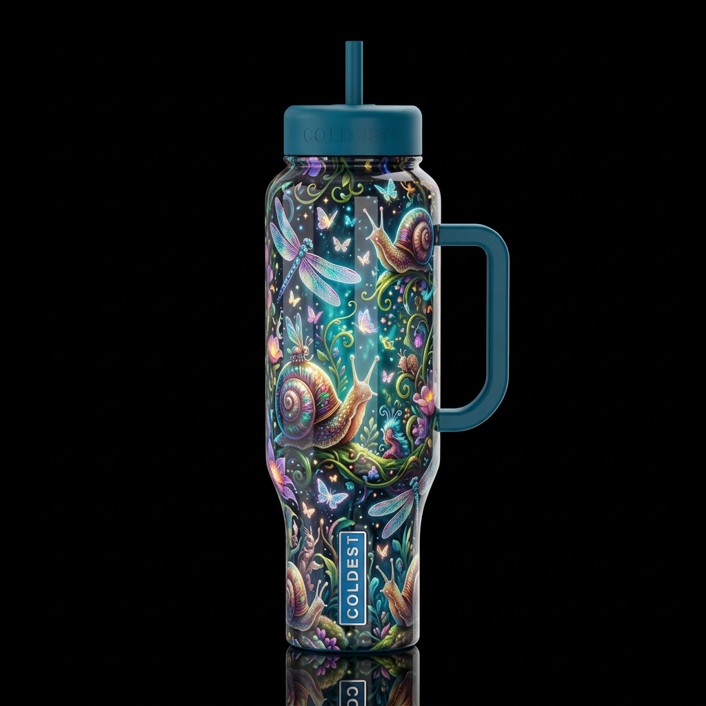 Whimsical fun,glossy, glowie, trompe-l'œil, beauti... water bottle design