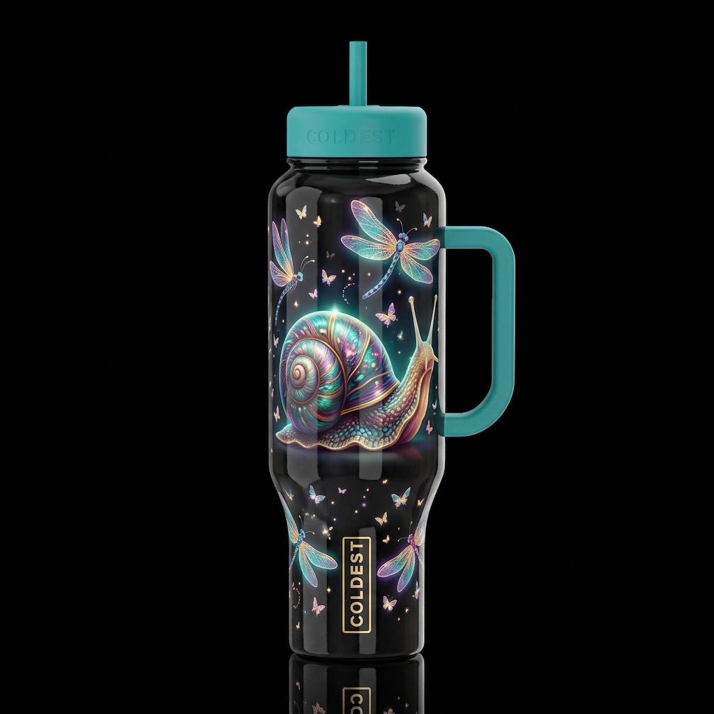 Whimsical fun,glossy, glowie, trompe-l'œil, beauti... water bottle design
