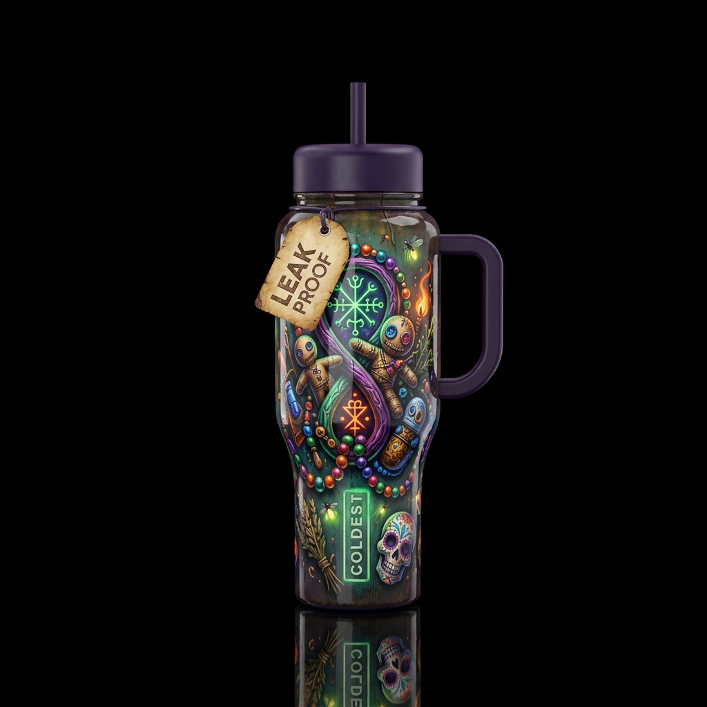 Voodoo spell, whimsy, glossy, glowie, trompe-l'œil... water bottle design