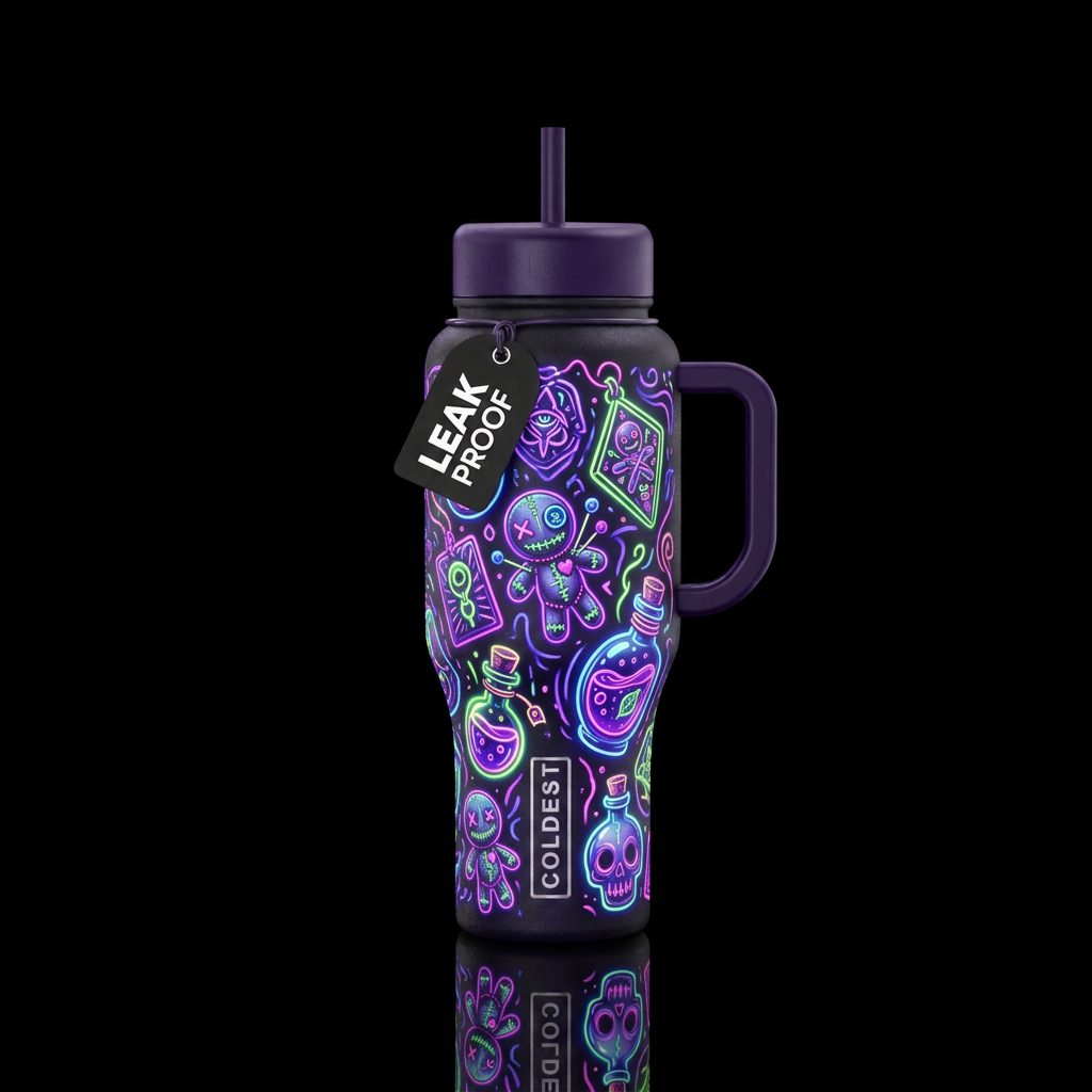 Voodoo glow,glossy, glowie, trompe-l'œil, beautife... water bottle design