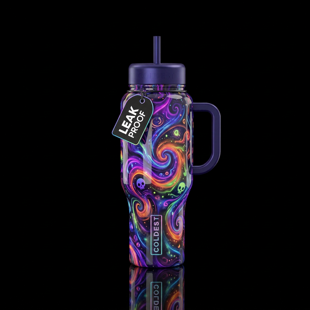Voodoo glow,glossy, glowie, trompe-l'œil, beautife... water bottle design