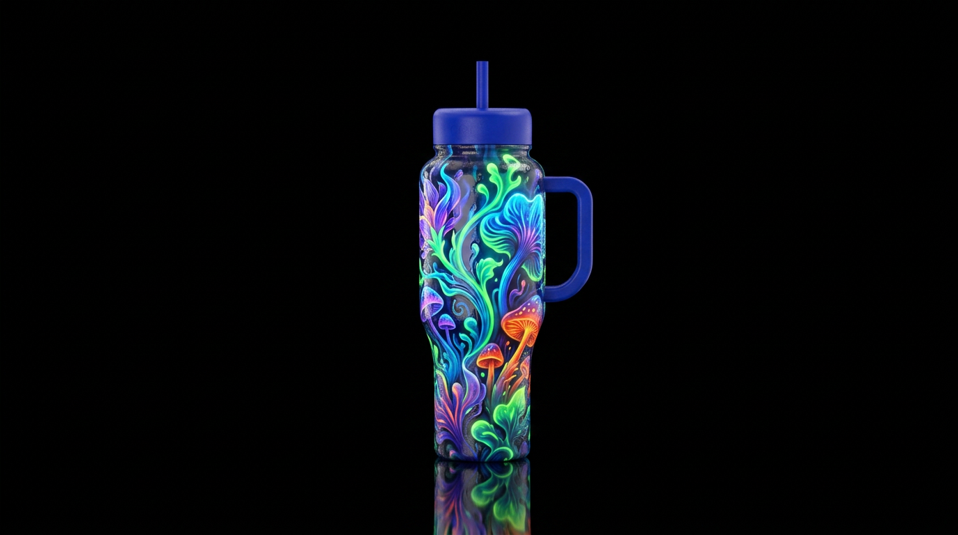 Toxic blooms,glossy, glowie, trompe-l'œil, beautif... water bottle design