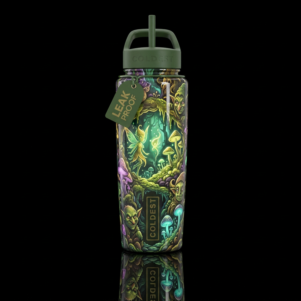 Goblin  glossy, glowie, trompe-l'œil, beautiferous... water bottle design