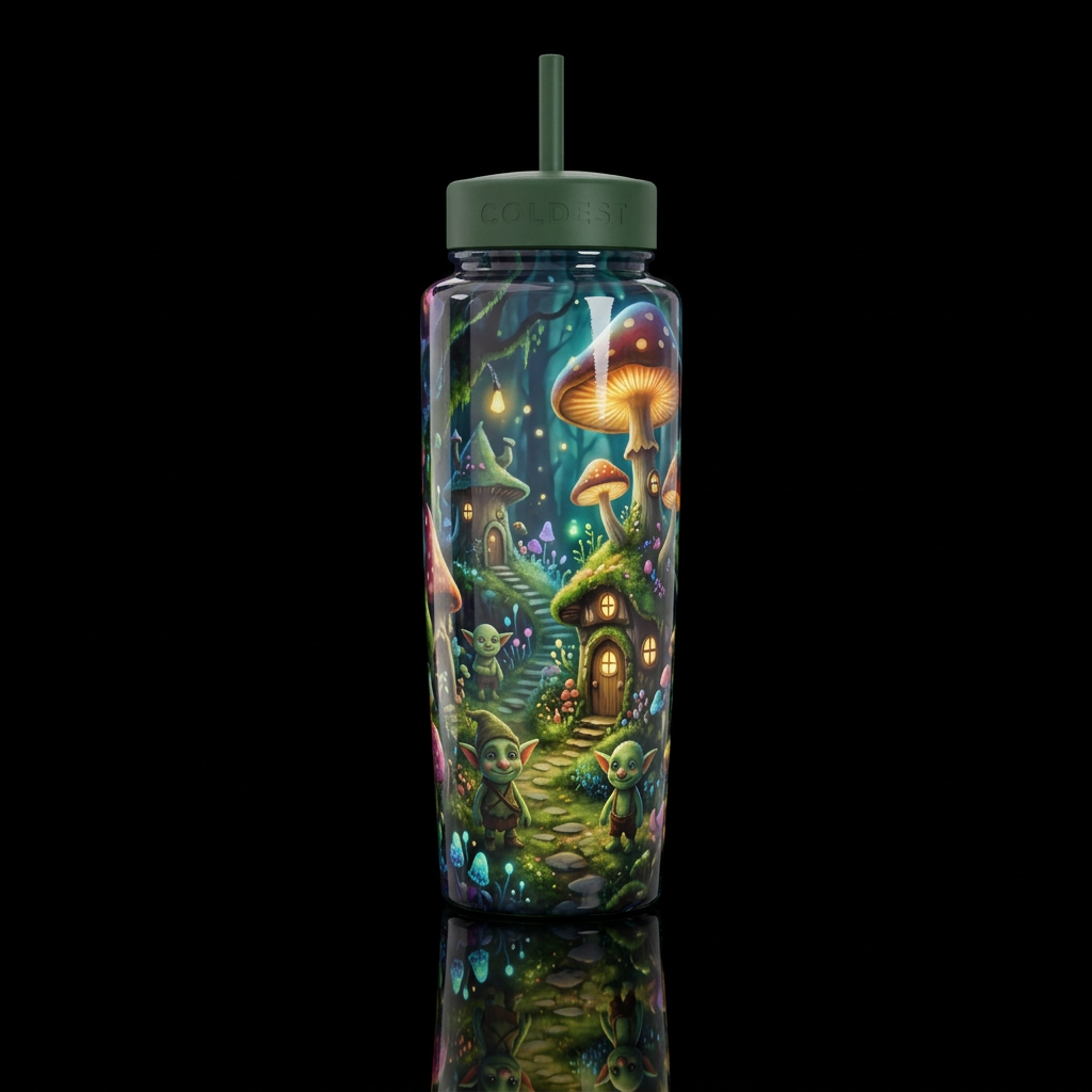 Goblin  glossy, glowie, trompe-l'œil, beautiferous... water bottle design