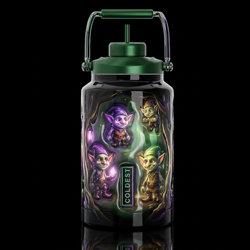 Goblin  glossy, glowie, trompe-l'œil, beautiferous... water bottle design