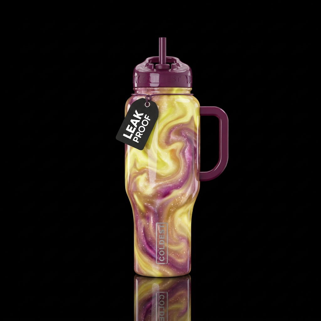 Lemon ginger berry potion,glossy, glowie, trompe-l... water bottle design
