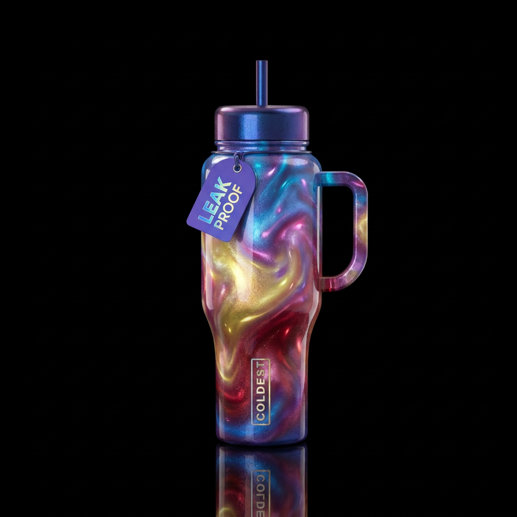 Lemon ginger blue raspberry berry potion,glossy, g... water bottle design