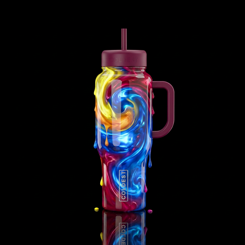 Lemon ginger blue raspberry berry potion,glossy, g... water bottle design