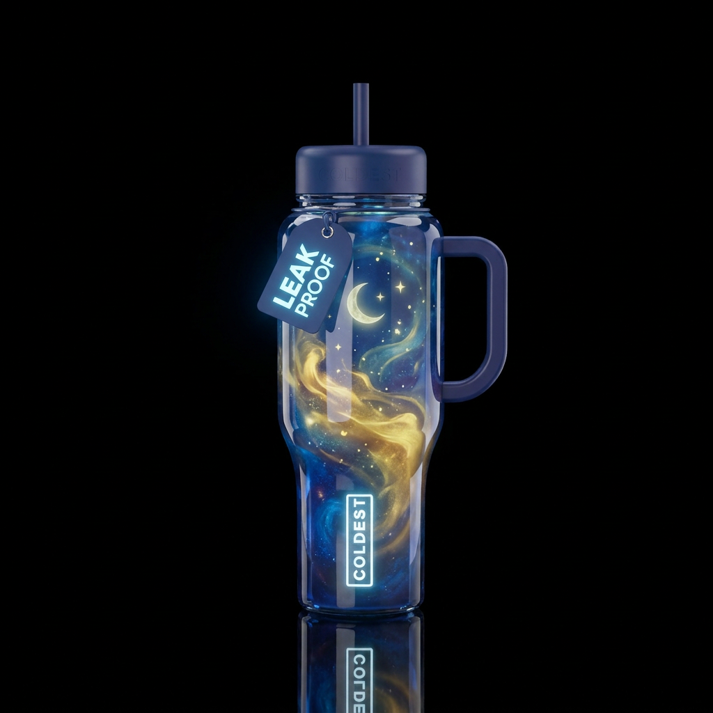 Lemon ginger blue raspberry berry potion,glossy, g... water bottle design