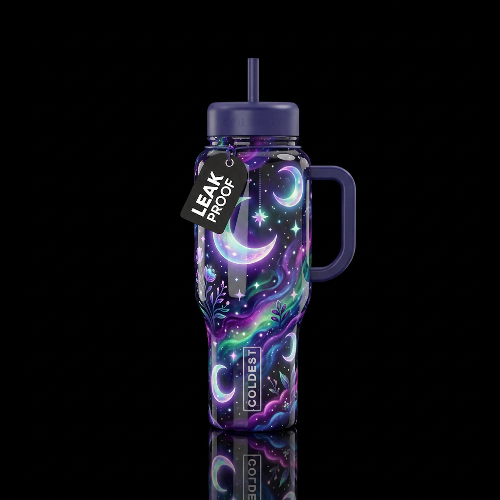 glossy, glowie, trompe-l'œil, beautiferous, dreamy... water bottle design