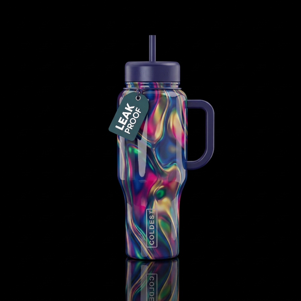 Mimicry, glossy, glowie, trompe-l'œil, beautiferou... water bottle design