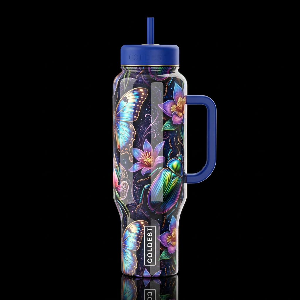 Mimicry, glossy, glowie, trompe-l'œil, beautiferou... water bottle design