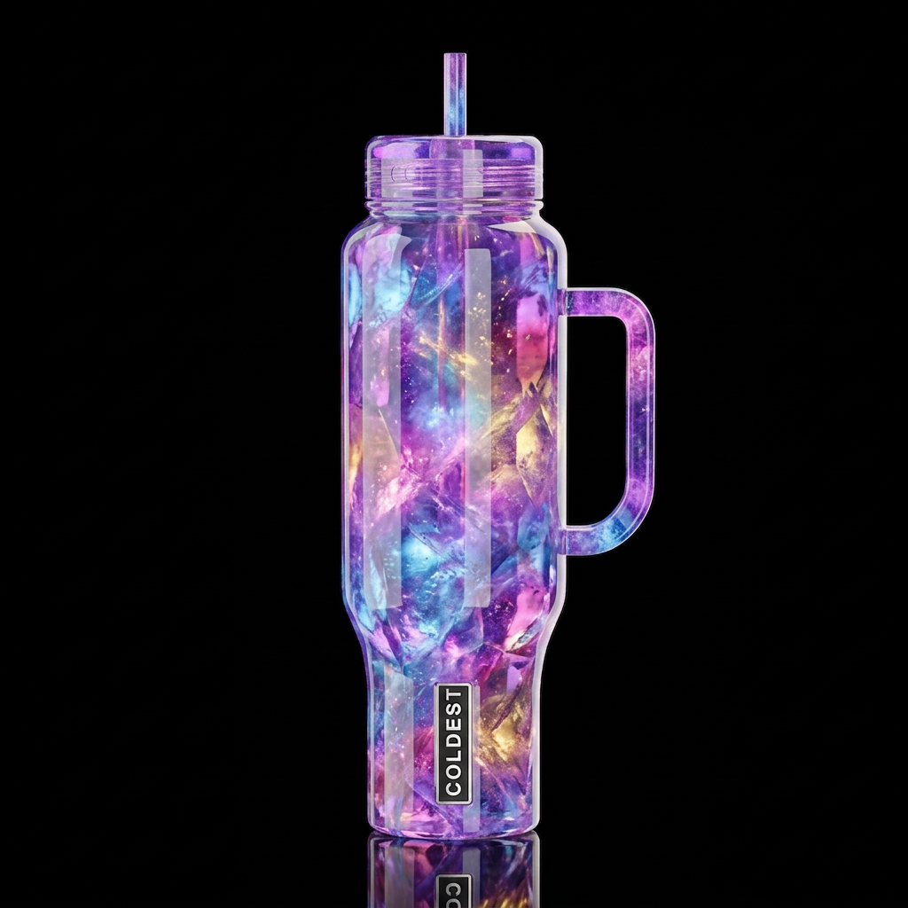 Mimicry, glossy, glowie, trompe-l'œil, beautiferou... water bottle design