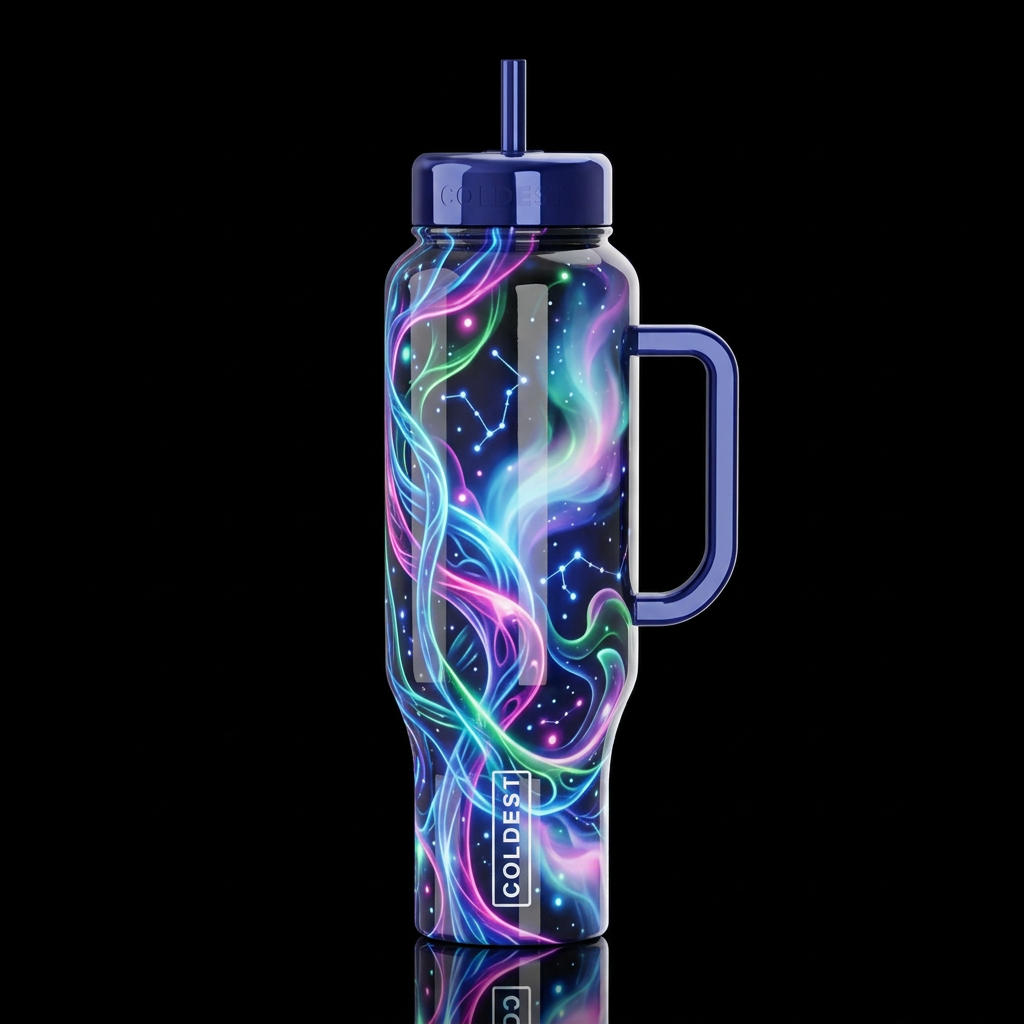 Mimicry, glossy, glowie, trompe-l'œil, beautiferou... water bottle design