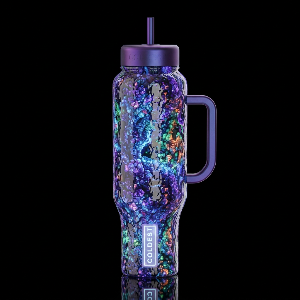 Mimicry, glossy, glowie, trompe-l'œil, beautiferou... water bottle design
