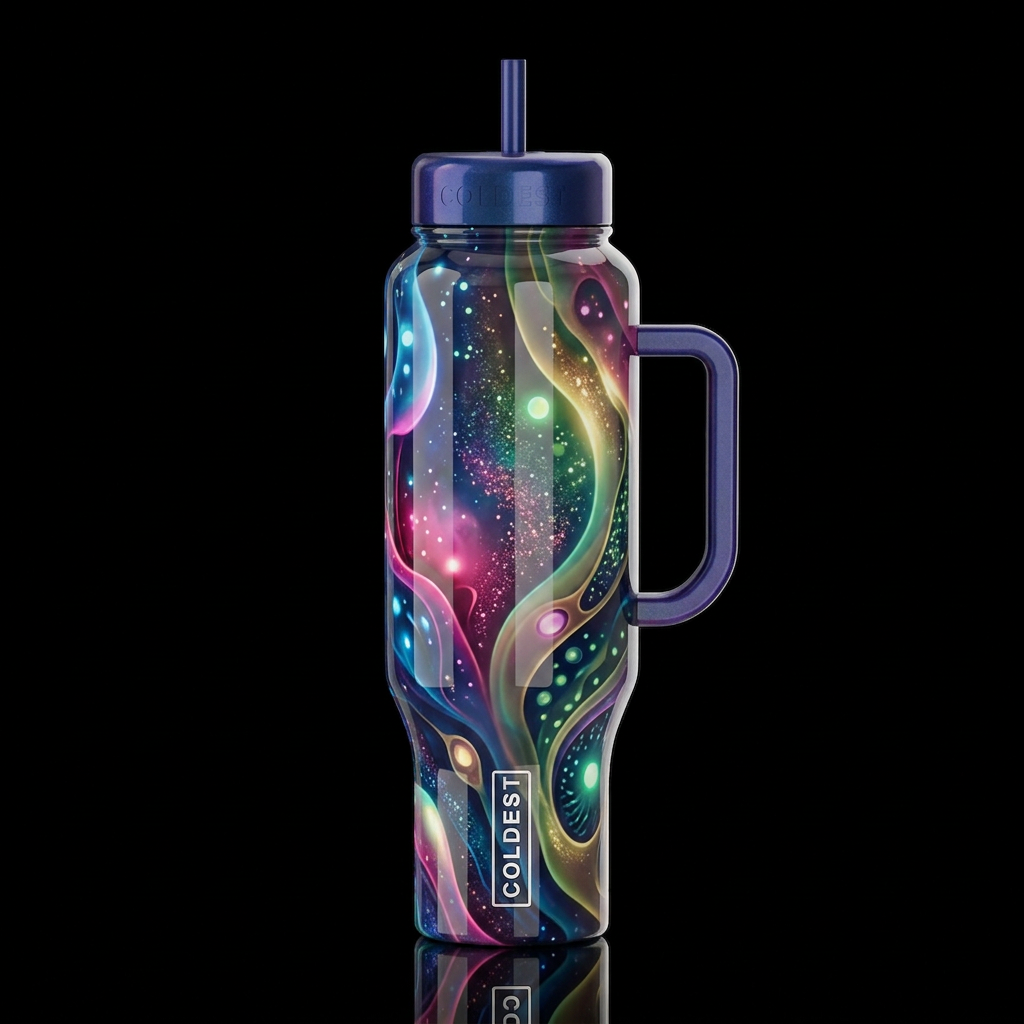 Mimicry, glossy, glowie, trompe-l'œil, beautiferou... water bottle design